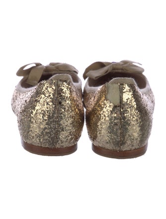 Miu Miu Glitter Bow Accents Flats