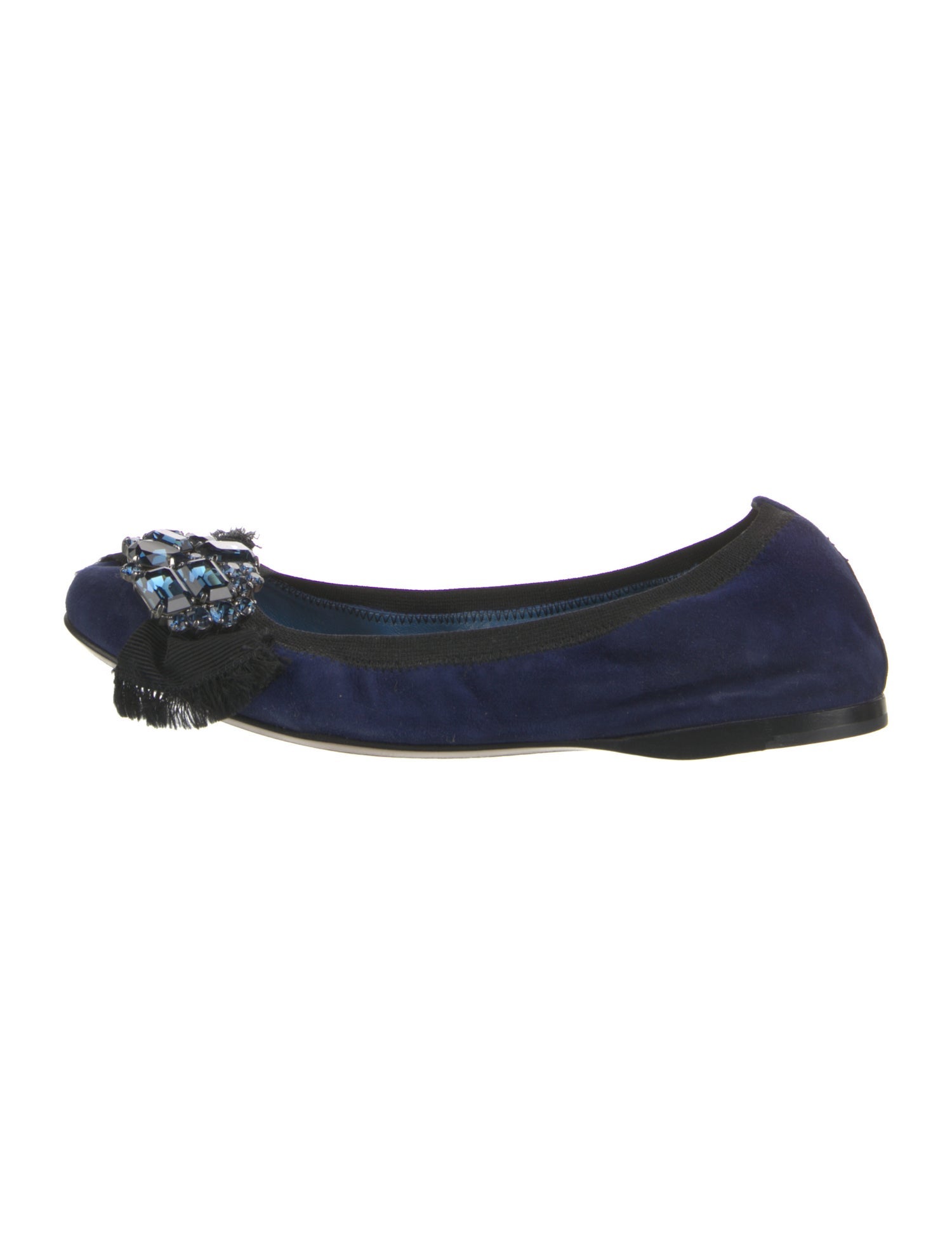 Miu Miu Suede Crystal Embellishments Flats
