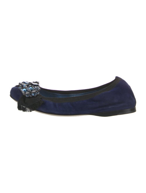 Miu Miu Suede Crystal Embellishments Flats