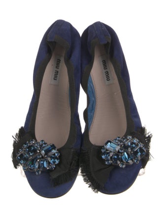 Miu Miu Suede Crystal Embellishments Flats