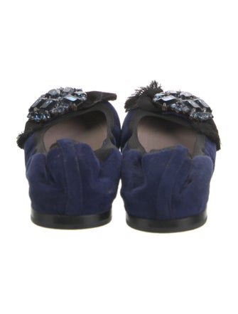 Miu Miu Suede Crystal Embellishments Flats