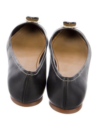 Miu Miu Leather Striped Ballet Flats