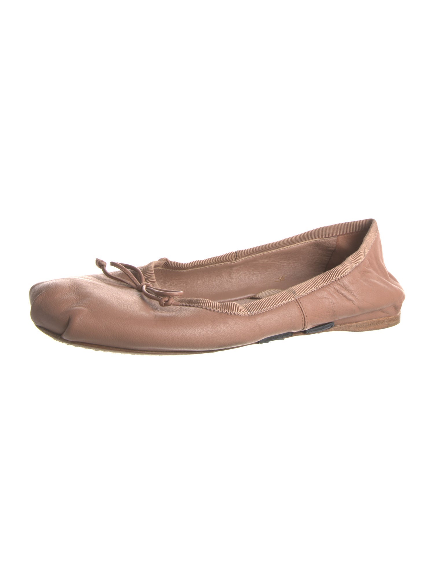 Miu Miu Leather Bow Accents Ballet Flats