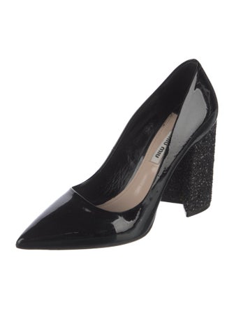Miu Miu Patent Leather Glitter Accents Pumps
