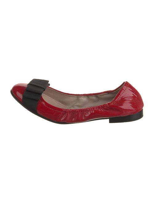 Miu Miu Patent Leather Bow Accents Ballet Flats