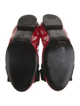 Miu Miu Patent Leather Bow Accents Ballet Flats