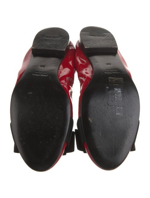 Miu Miu Patent Leather Bow Accents Ballet Flats