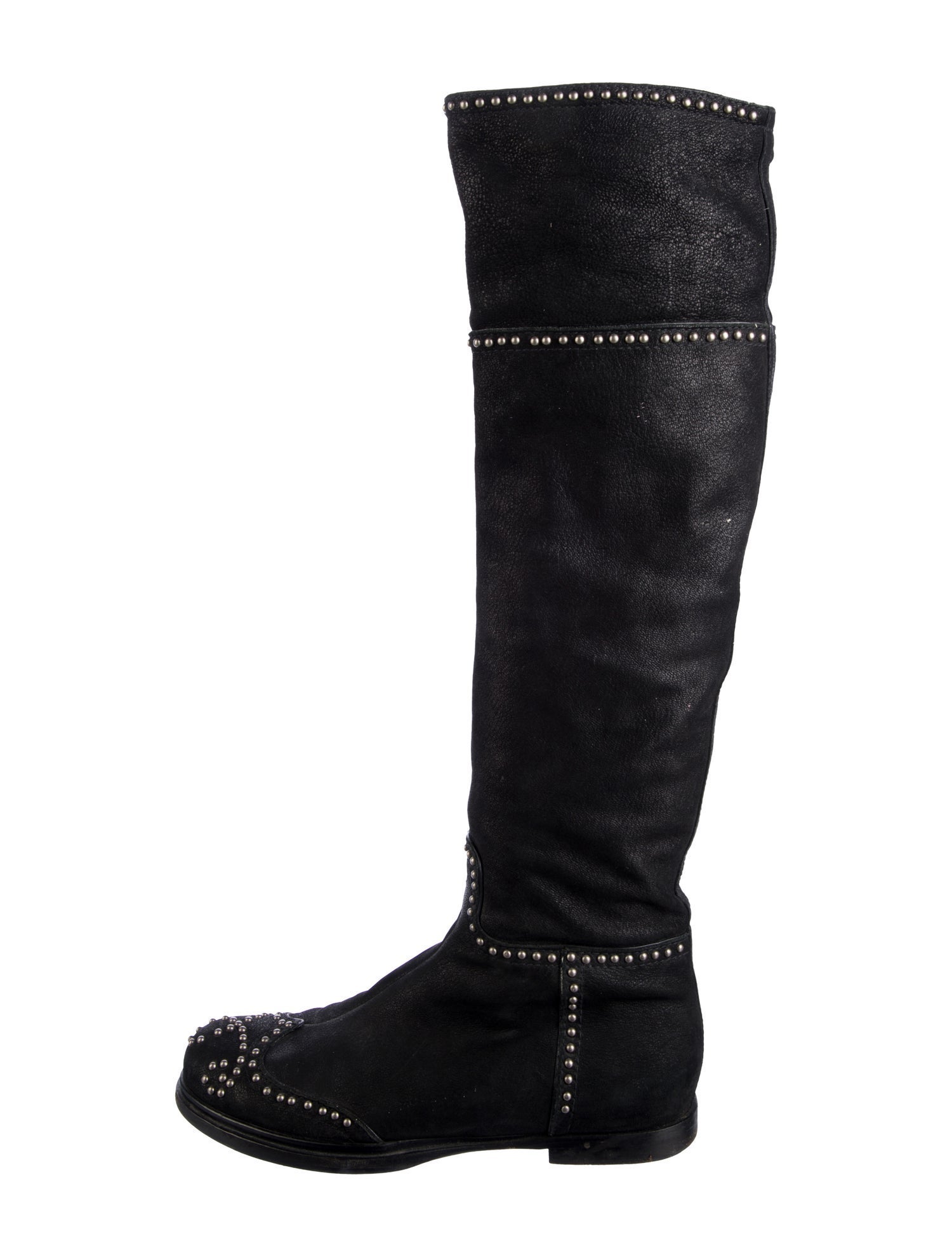 Miu Miu Leather Studded Accents Riding Boots