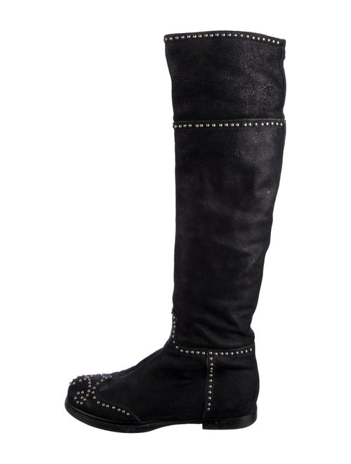 Miu Miu Leather Studded Accents Riding Boots