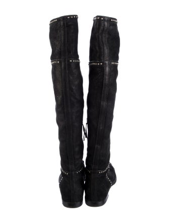 Miu Miu Leather Studded Accents Riding Boots