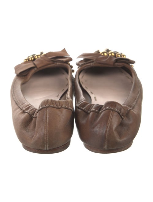 Miu Miu Leather Bow Accents Flats
