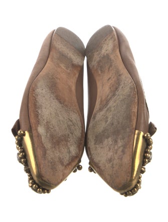 Miu Miu Leather Bow Accents Flats