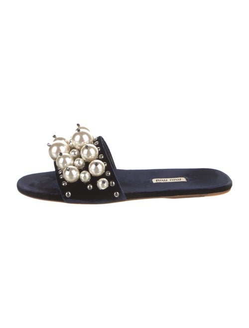 Miu Miu Velvet Studded Accents Slides