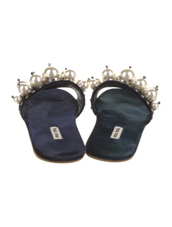 Miu Miu Velvet Studded Accents Slides