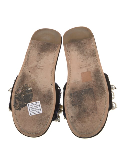 Miu Miu Velvet Studded Accents Slides