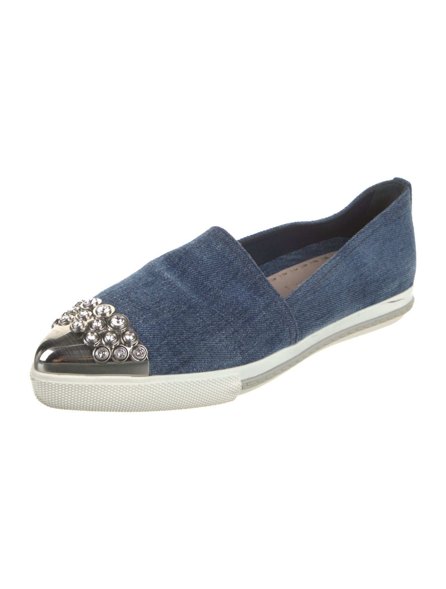 Miu Miu Denim Colorblock Pattern Flats