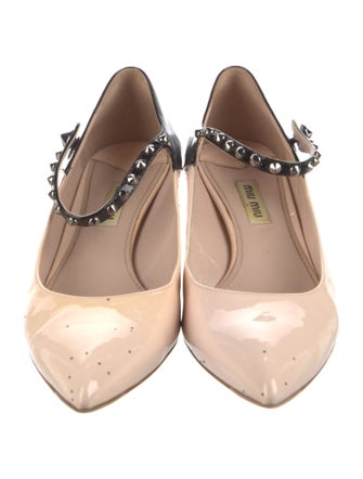 Miu Miu Spike Accents Patent Leather Pumps