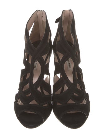 Miu Miu Suede Cutout Accent Pumps