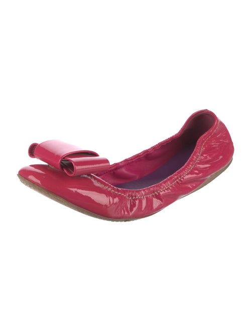 Miu Miu Patent Leather Bow Accents Ballet Flats