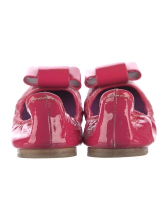 Miu Miu Patent Leather Bow Accents Ballet Flats