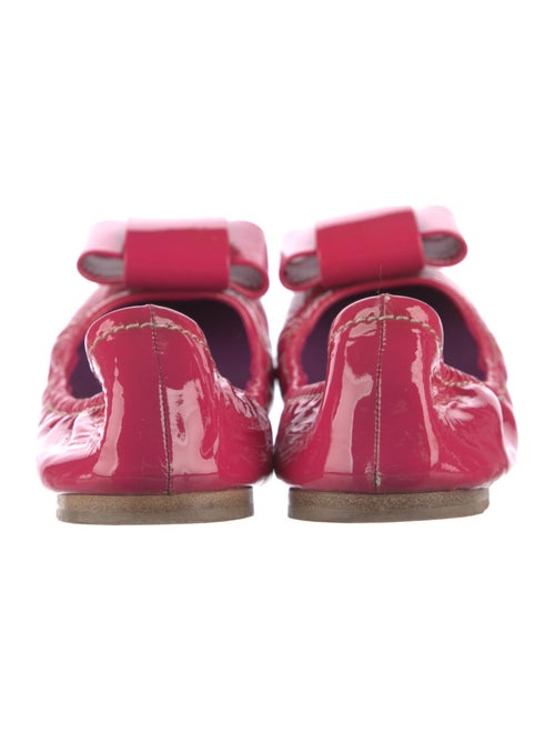 Miu Miu Patent Leather Bow Accents Ballet Flats