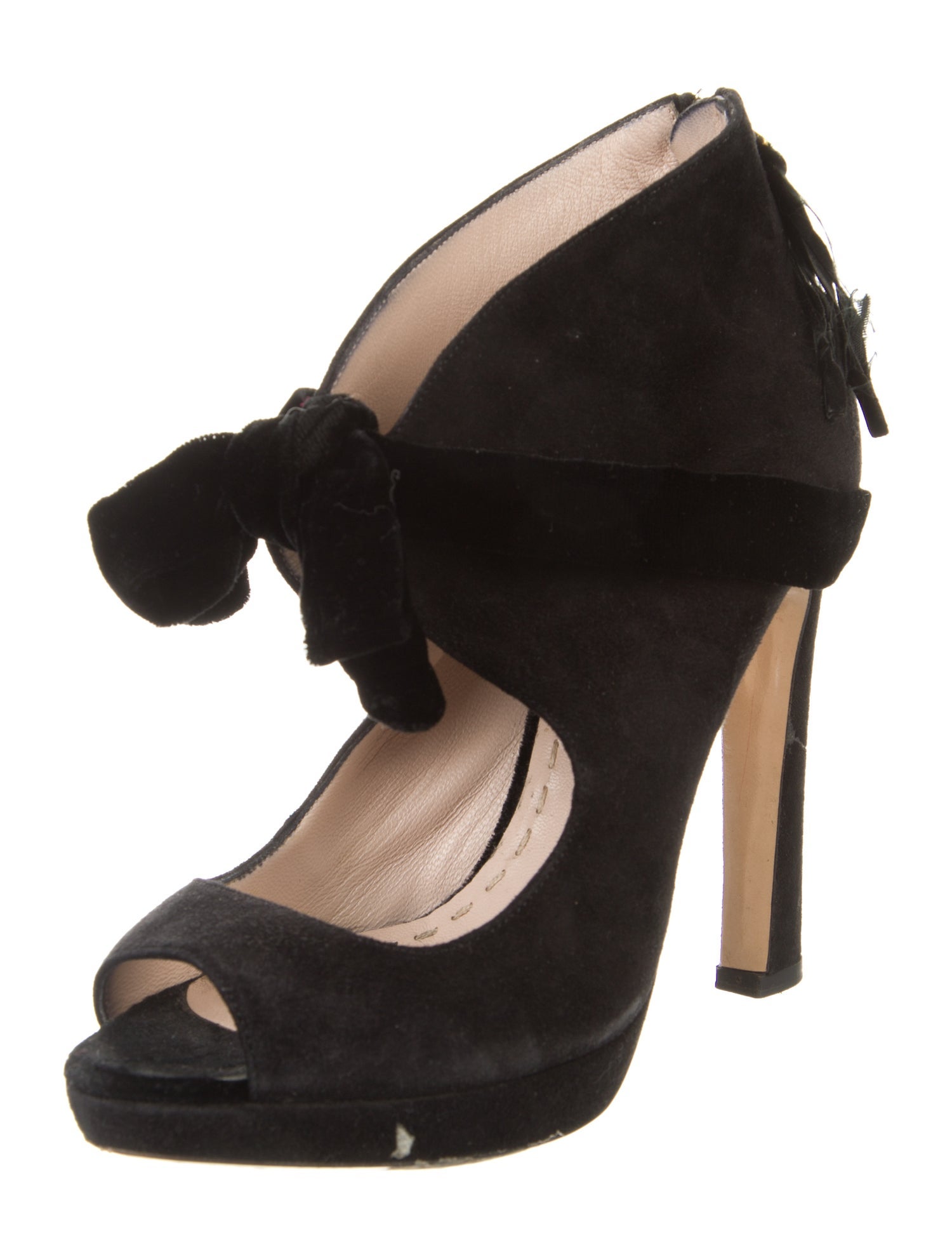 Miu Miu Suede Bow Accents Pumps