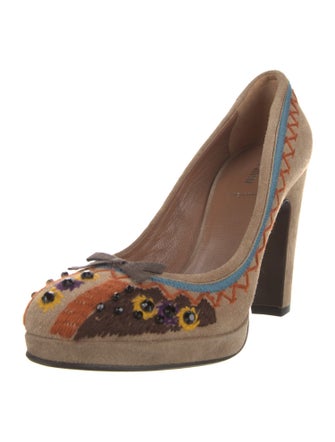 Miu Miu Suede Printed Pumps