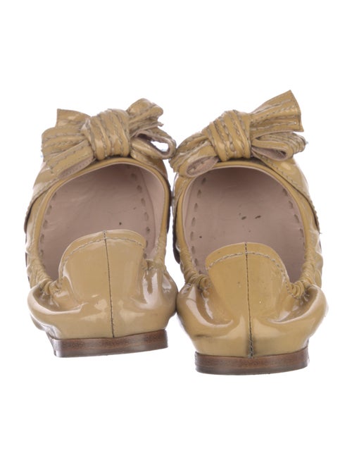 Miu Miu Patent Leather Bow Accents Ballet Flats
