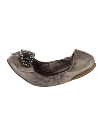 Miu Miu Leather Bow Accents Ballet Flats