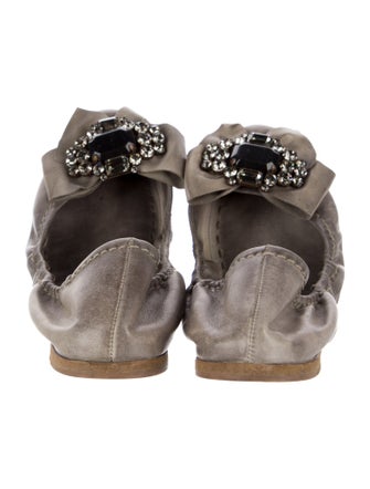 Miu Miu Leather Bow Accents Ballet Flats