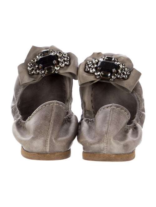 Miu Miu Leather Bow Accents Ballet Flats