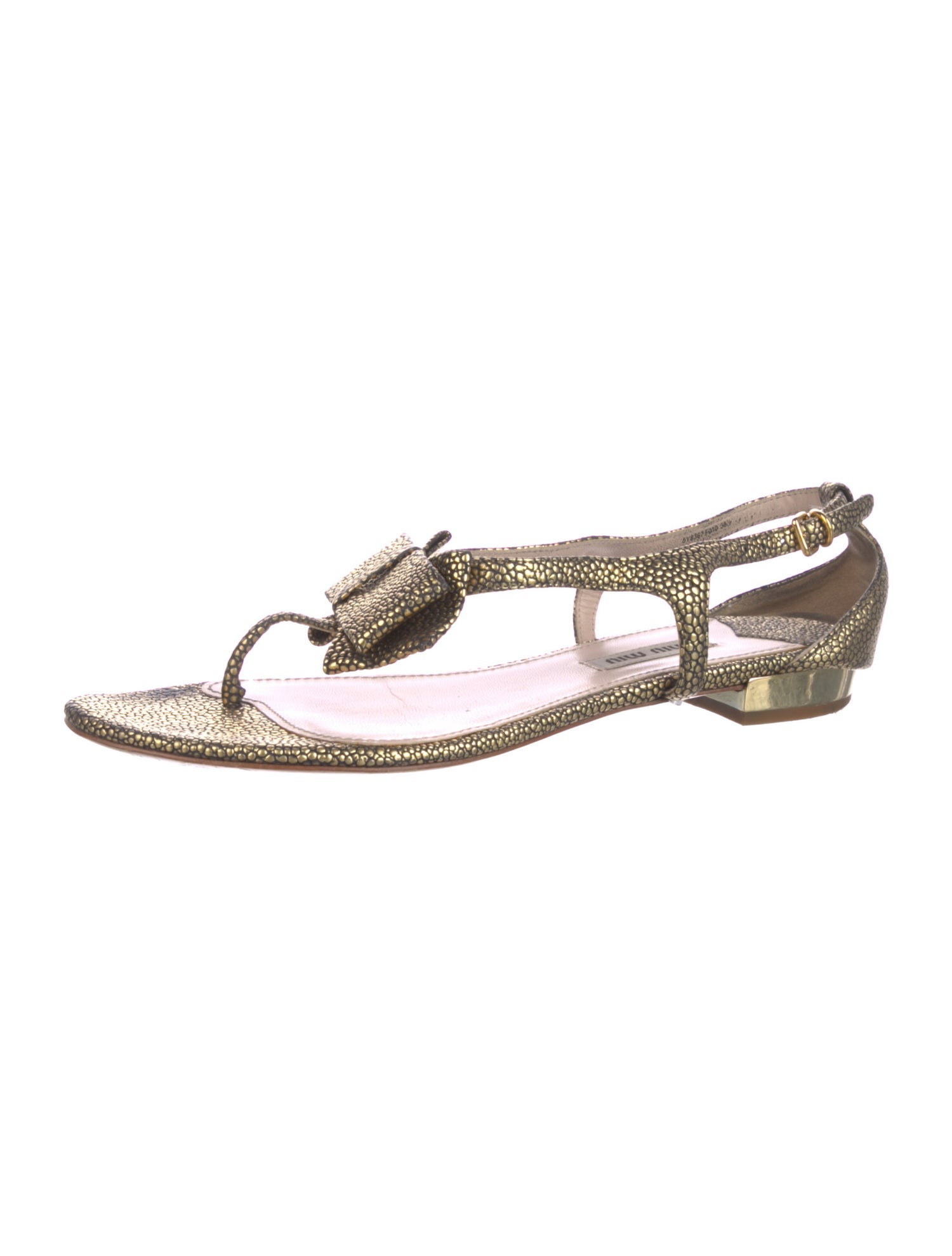 Miu Miu Leather Bow Accents Sandals