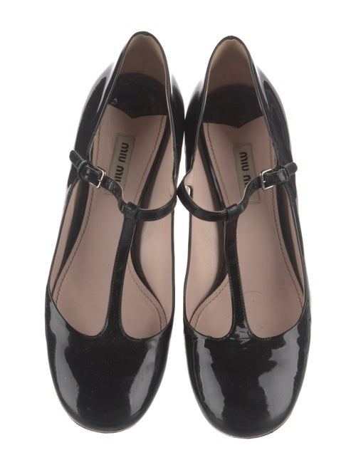 Miu Miu Patent Leather Crystal Embellishments T-Strap Pumps