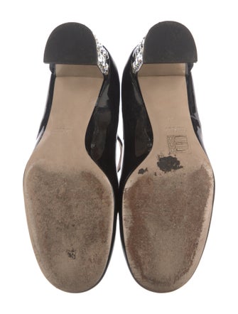 Miu Miu Patent Leather Crystal Embellishments T-Strap Pumps