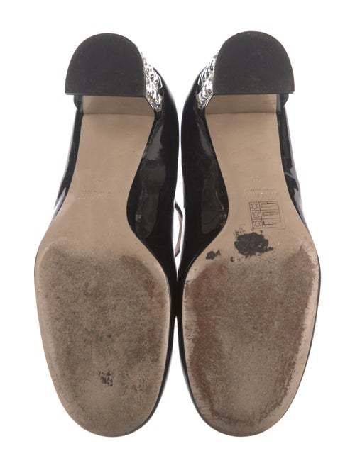 Miu Miu Patent Leather Crystal Embellishments T-Strap Pumps