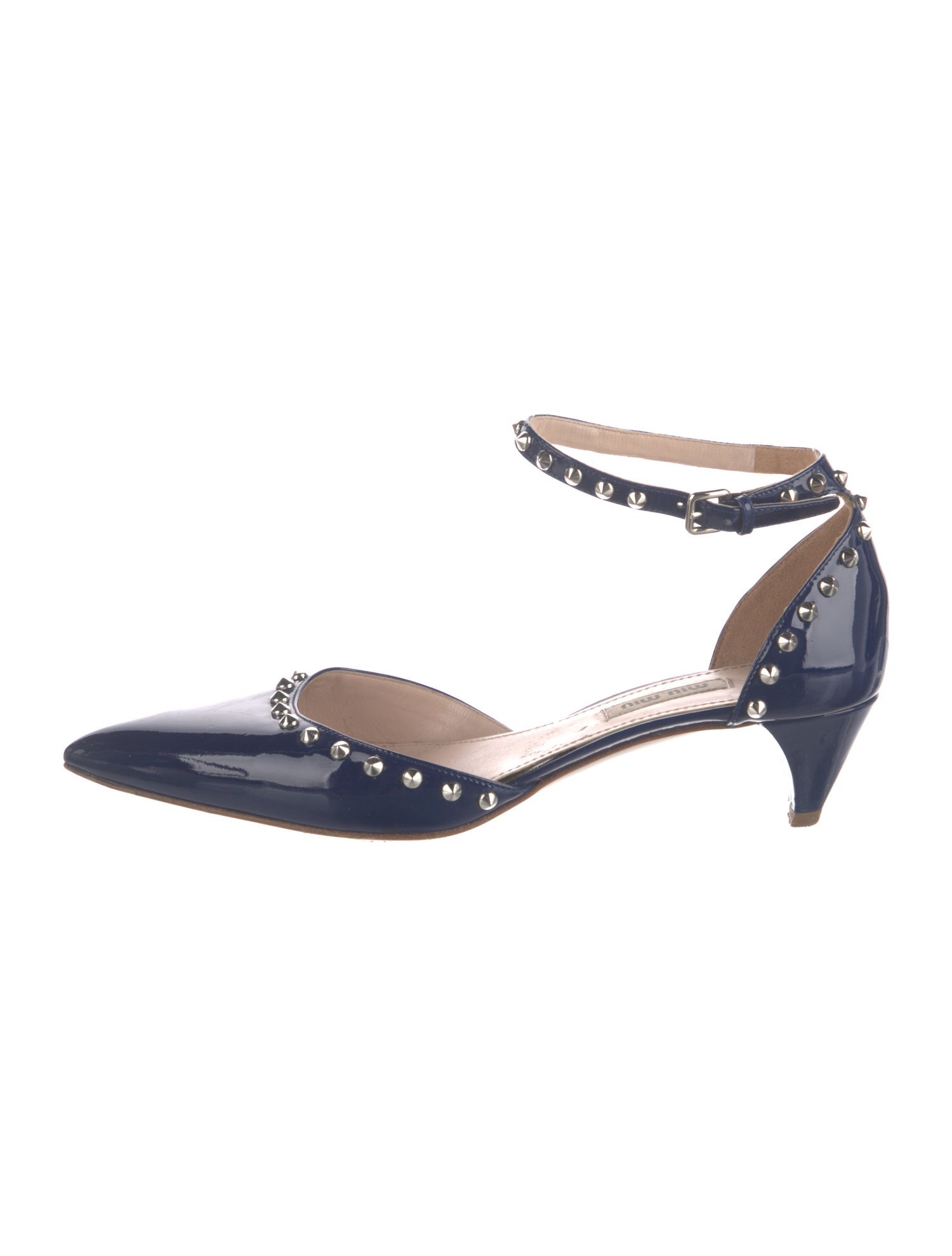 Miu Miu Patent Leather Studded Accents D'Orsay Pumps