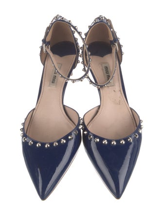 Miu Miu Patent Leather Studded Accents D'Orsay Pumps