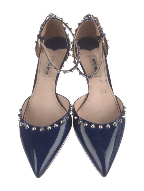 Miu Miu Patent Leather Studded Accents D'Orsay Pumps