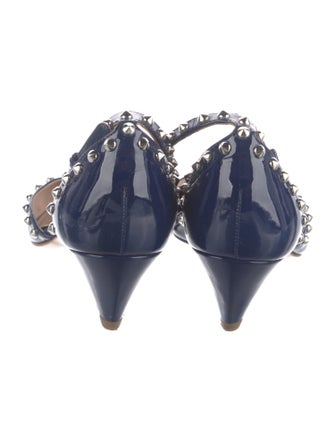 Miu Miu Patent Leather Studded Accents D'Orsay Pumps