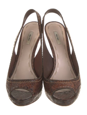 Miu Miu Snakeskin Slingback Sandals