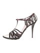 Miu Miu Patent Leather Cutout Accent T-Strap Sandals