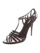 Miu Miu Patent Leather Cutout Accent T-Strap Sandals