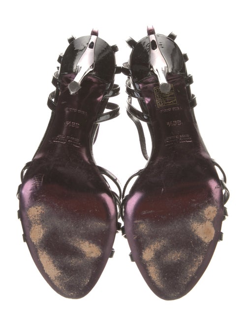 Miu Miu Patent Leather Cutout Accent T-Strap Sandals