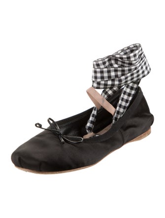 Miu Miu Satin Bow Accents Mary Jane Flats