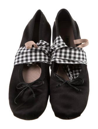 Miu Miu Satin Bow Accents Mary Jane Flats