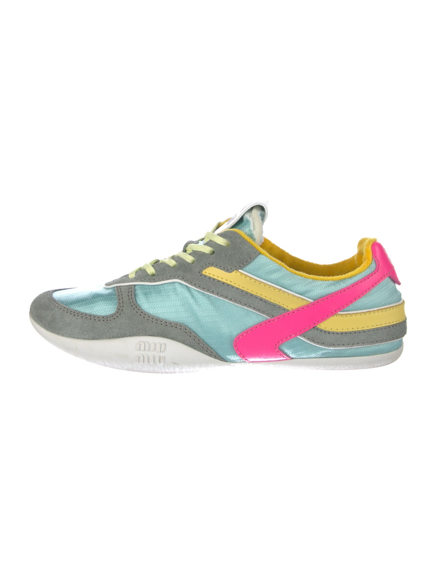 Miu Miu Leather Colorblock Pattern Sneakers
