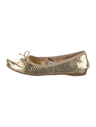 Miu Miu Leather Animal Print Ballet Flats