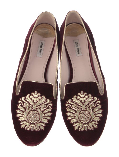 Miu Miu Velvet Crystal Embellishments Loafers