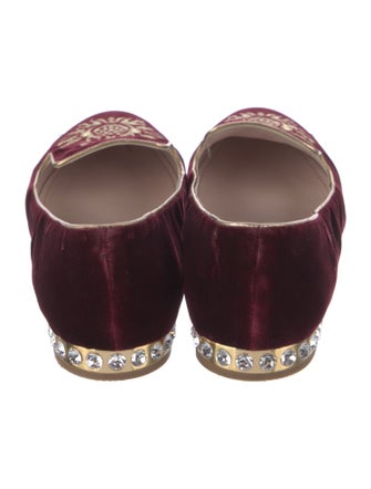 Miu Miu Velvet Crystal Embellishments Loafers
