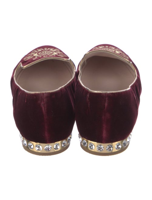 Miu Miu Velvet Crystal Embellishments Loafers